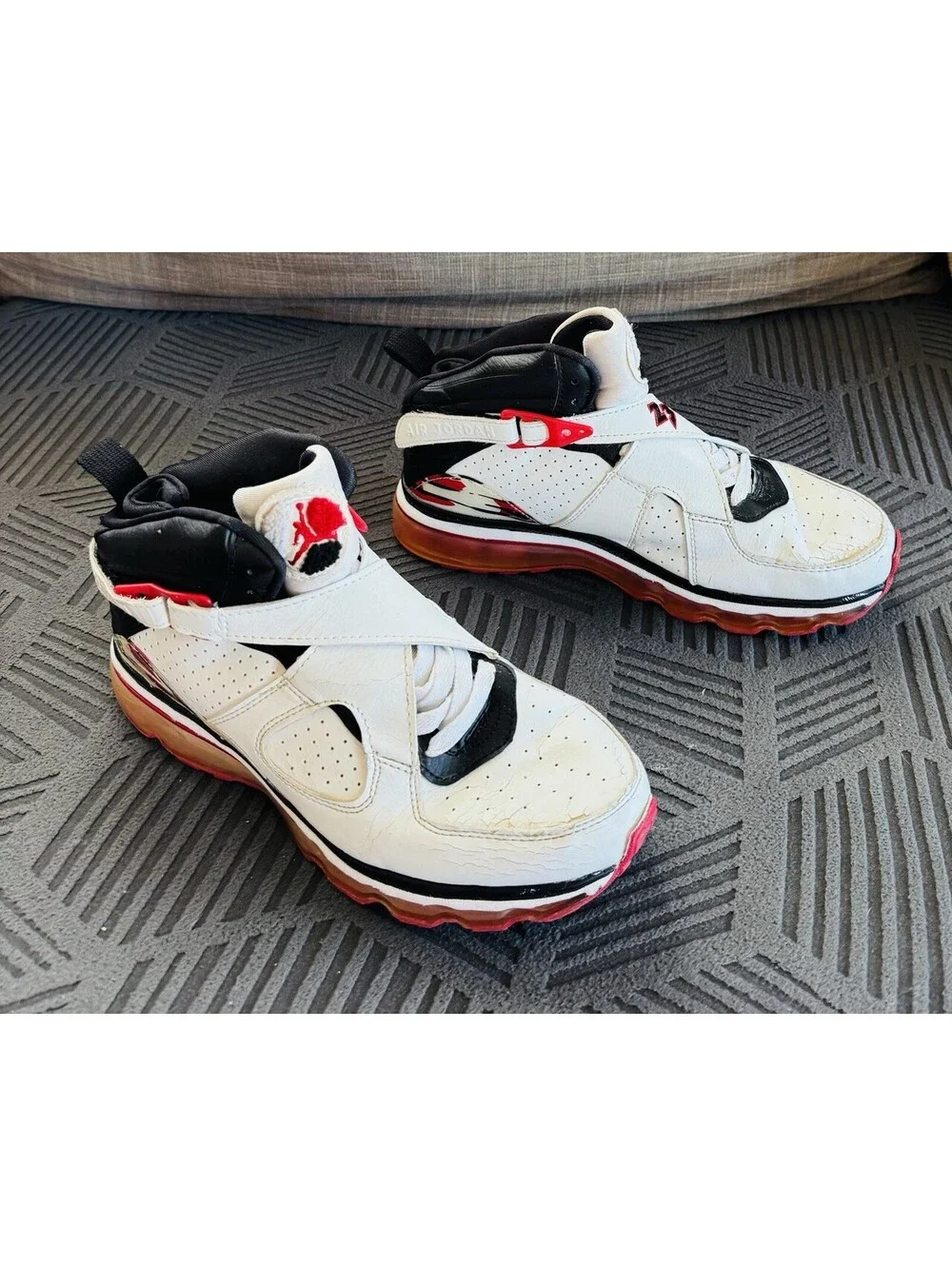 Air Jordan-vintage-Size 10.5-mid Top-Lace/Strap-Red,White,Black